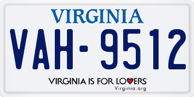 VA license plate VAH9512