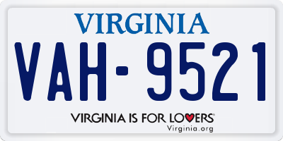 VA license plate VAH9521