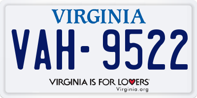 VA license plate VAH9522