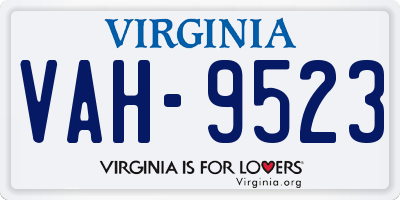 VA license plate VAH9523