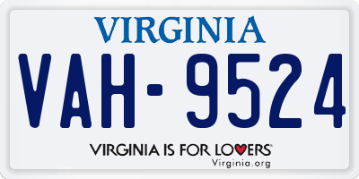 VA license plate VAH9524