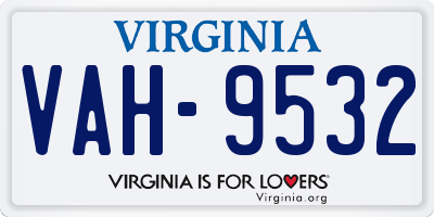 VA license plate VAH9532