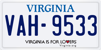 VA license plate VAH9533