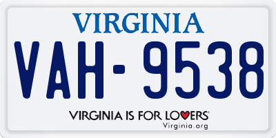 VA license plate VAH9538