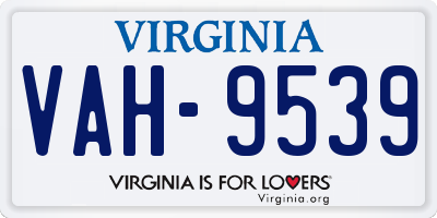 VA license plate VAH9539