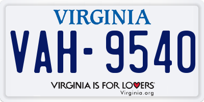 VA license plate VAH9540