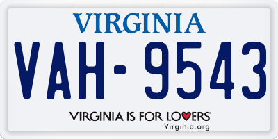 VA license plate VAH9543