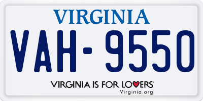 VA license plate VAH9550