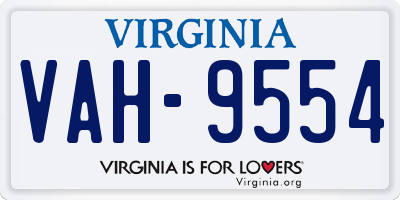 VA license plate VAH9554