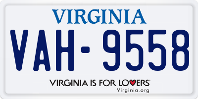 VA license plate VAH9558