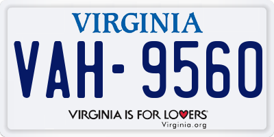 VA license plate VAH9560