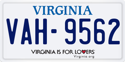 VA license plate VAH9562