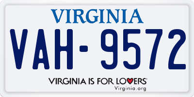 VA license plate VAH9572