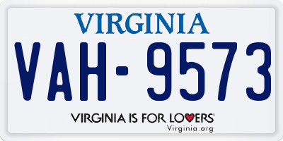 VA license plate VAH9573