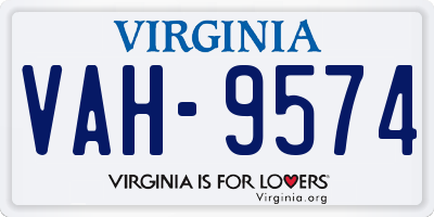 VA license plate VAH9574