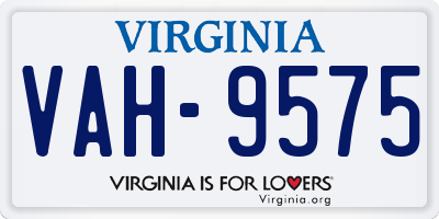 VA license plate VAH9575