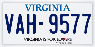 VA license plate VAH9577