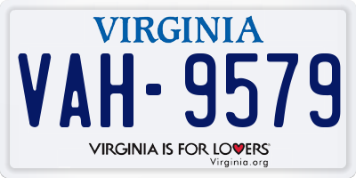 VA license plate VAH9579