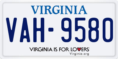 VA license plate VAH9580