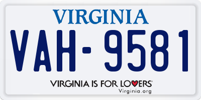 VA license plate VAH9581