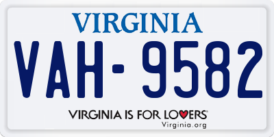 VA license plate VAH9582