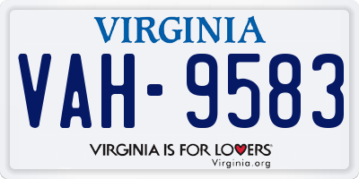 VA license plate VAH9583