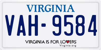 VA license plate VAH9584