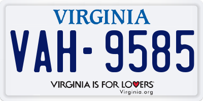 VA license plate VAH9585