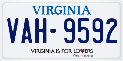 VA license plate VAH9592