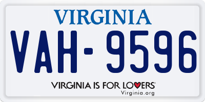 VA license plate VAH9596