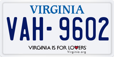 VA license plate VAH9602