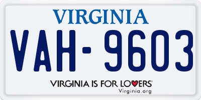 VA license plate VAH9603
