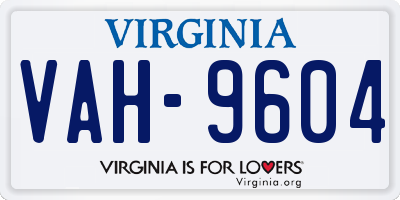 VA license plate VAH9604