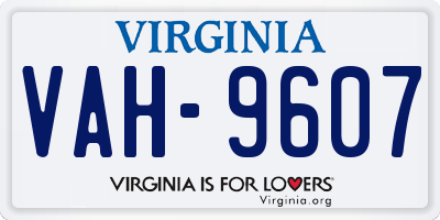 VA license plate VAH9607