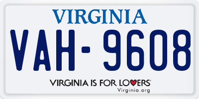 VA license plate VAH9608