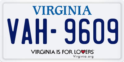 VA license plate VAH9609