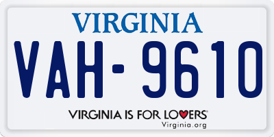 VA license plate VAH9610