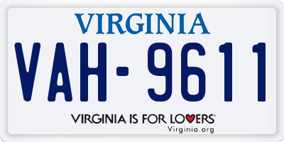 VA license plate VAH9611