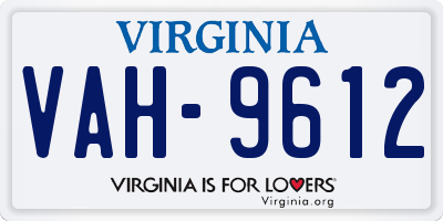 VA license plate VAH9612