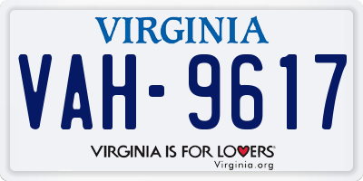 VA license plate VAH9617