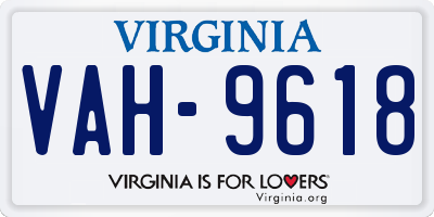 VA license plate VAH9618