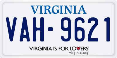 VA license plate VAH9621