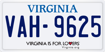 VA license plate VAH9625