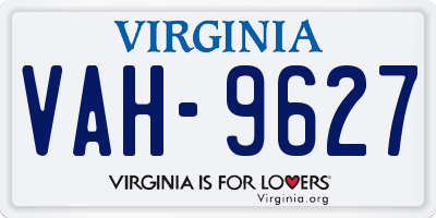 VA license plate VAH9627