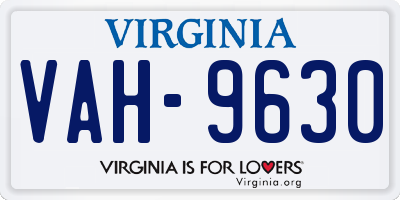 VA license plate VAH9630