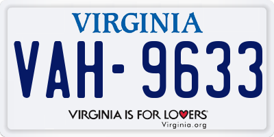 VA license plate VAH9633