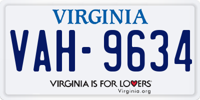 VA license plate VAH9634