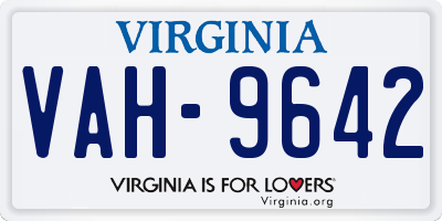 VA license plate VAH9642