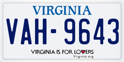 VA license plate VAH9643