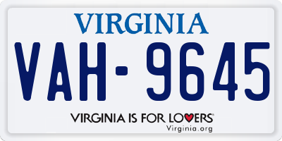 VA license plate VAH9645